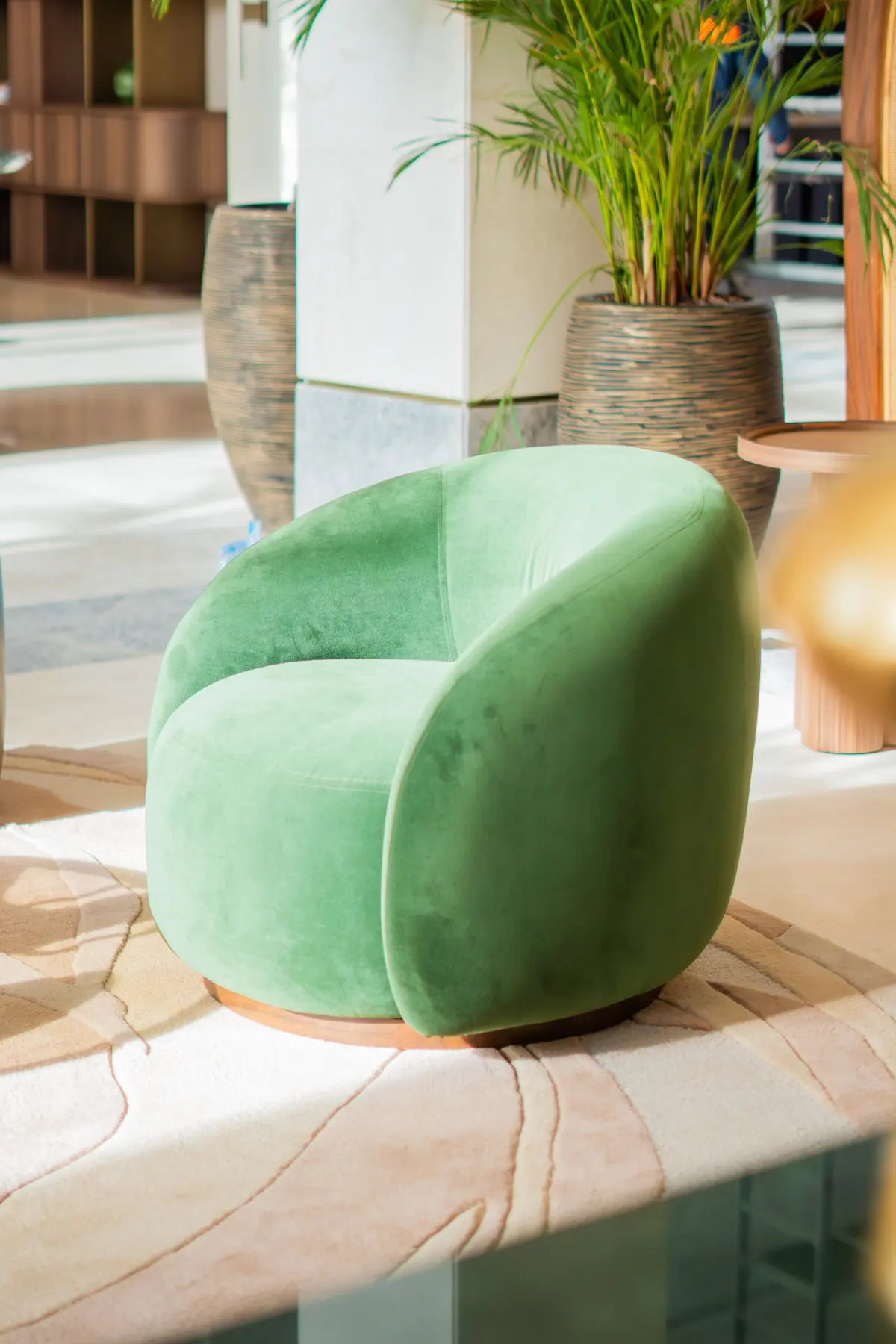 A velvet tub chair